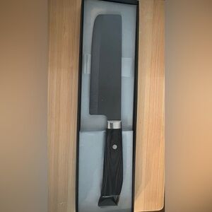 Black Cleaver Knife with Silver Bolster